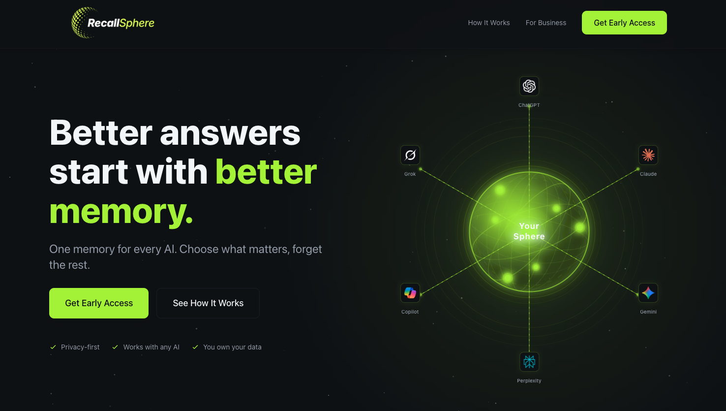 RecallSphere product landing page